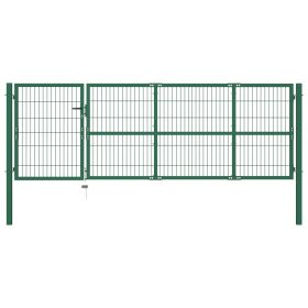 Garden Fence Gate with Posts 137.8"x39.4" Steel Green