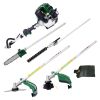 4 in 1 Multi-Functional Trimming Tool, 31CC 4-Cycle Garden Tool System with Gas Pole Saw, Hedge Trimmer, Grass Trimmer, and Brush Cutter EPA Compliant