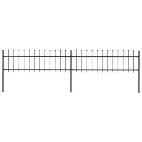 Garden Fence with Spear Top Steel 133.9"x23.6" Black