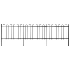 Garden Fence with Hoop Top Steel 16.7' Black