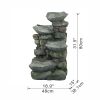 19x15x31.5" Indoor Outdoor Stone Water Fountain, 4-Tier Polyresin Cascading Rock Bowl Freestanding Fountain with LED Ligh