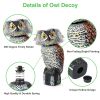 Lifelike Owl Decoy with 360 Degree Rotatable Head Scare Bird Squirrel Away Pest Repellent Bird Deterrent