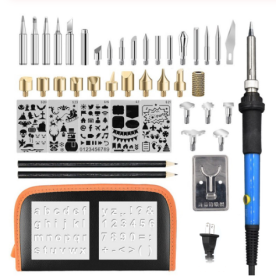 Adjustable temperature soldering iron set Engraving hot flower soldering iron soldering tool (Option: Blue-US)