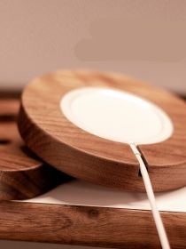 Magnetic Wireless Charger Solid Wood Bracket Base (Option: Walnut-Round shape)