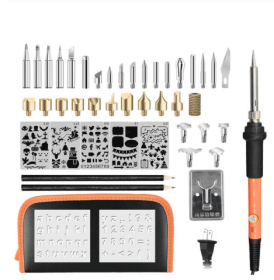 Adjustable temperature soldering iron set Engraving hot flower soldering iron soldering tool (Option: Orange-UK)