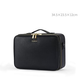 Large Capacity Leather Cosmetic Bag Portable Makeup Artist Makeup Storage Bag (Option: Small Black)