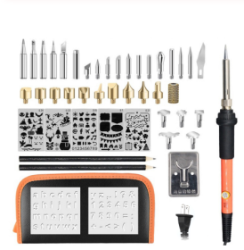 Adjustable temperature soldering iron set Engraving hot flower soldering iron soldering tool (Option: Orange-US)