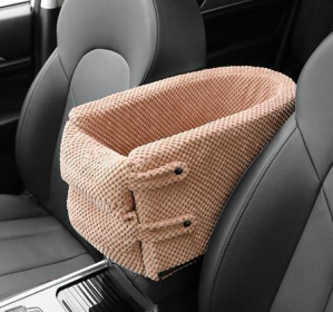 Portable Pet Dog Car Seat Central Control Nonslip Dog Carriers Safe Car Armrest Box Booster Kennel Bed For Small Pets Travel (Option: Chocolate)