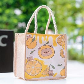 Casual Tote Bag For Students To Organize Small Book Bag Lunch (Option: Orange Orange Bear-20x21.5x13cm)