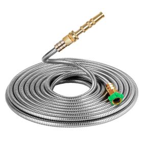 Stainless Steel Garden Hose With Brass Garden Hose Nozzle (Option: As shown-100FT)