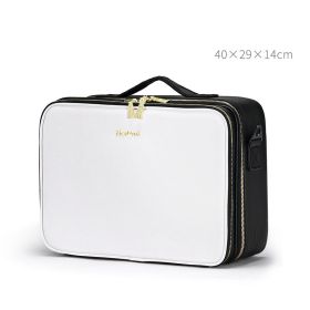 Large Capacity Leather Cosmetic Bag Portable Makeup Artist Makeup Storage Bag (Option: Large White)