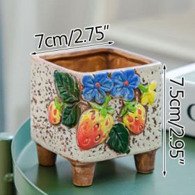 Square Creative Cute Cartoon Ceramic Succulent Pot (Option: White-D)