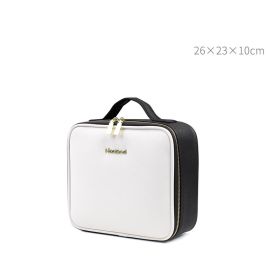 Large Capacity Leather Cosmetic Bag Portable Makeup Artist Makeup Storage Bag (Option: Mini Small Sized White)