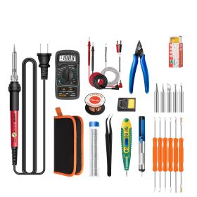 Constant Temperature Electric Soldering Iron Set Adjustable Temperature 60W Digital Display Internal Heat Welding (Option: Rotary thermostat-24pcs set-US)