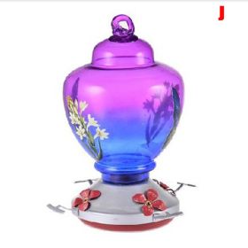 Hummingbird Feeder for Outdoors Hand Blown Colorful Glass Feeder with Ant Moat Gardening Supplies Bird Feeder Ant Proof (Color: j)