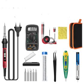 Constant Temperature Electric Soldering Iron Set Adjustable Temperature 60W Digital Display Internal Heat Welding (Option: Digital display thermostat-16pcs set-EU)