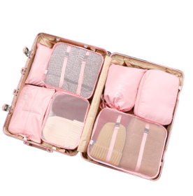 Storage Bag Luggage Shoe Drawer Pocket Travel Organizer (Option: Sevenpiece pink)