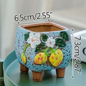 Square Creative Cute Cartoon Ceramic Succulent Pot (Option: Blue-A)