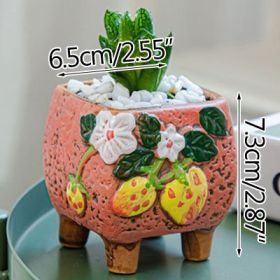 Square Creative Cute Cartoon Ceramic Succulent Pot (Option: Orange-A)