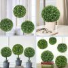 Artificial Boxwood Topiary Ball;  Indoor Outdoor Artificial Plant Ball Wedding Party Decoration (Ball with White Flower)