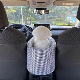 Portable Pet Dog Car Seat Central Control Nonslip Dog Carriers Safe Car Armrest Box Booster Kennel Bed For Small Pets Travel (Option: Houndstooth)