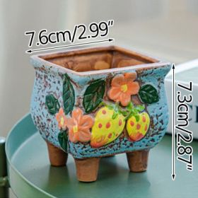 Square Creative Cute Cartoon Ceramic Succulent Pot (Option: Blue-B)