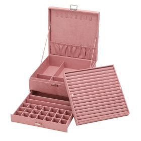 Large Capacity Multi-layer Drawer Jewelry Storage Box (Option: Pink-26x26x12.5cm)