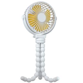 2000mAh Outdoor Small Electric Flexible Tripod Clip On Fan With 3 Speeds Battery Operated USB Octopus Fan (Color: White)